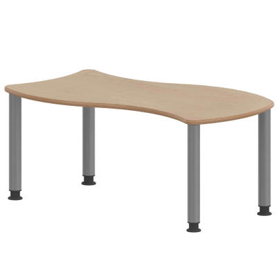 Wellen-Rechtecktisch ZALOTTI mit Schichtstoff, Stahlrohrbeine Ø 60 mm, höhenverstellbar
