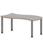 Wellen-Rechtecktisch ZALOTTI mit Linoleum, Stahlrohrbeine Ø 60 mm, höhenverstellbar - TIX6WR1260L4 1