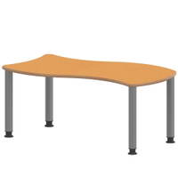 Wellen-Rechtecktisch ZALOTTI mit Linoleum, Stahlrohrbeine Ø 60 mm, höhenverstellbar – Bild 4