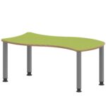 Wellen-Rechtecktisch ZALOTTI mit Linoleum, Stahlrohrbeine Ø 60 mm, höhenverstellbar - TIX6WR1260L4 3