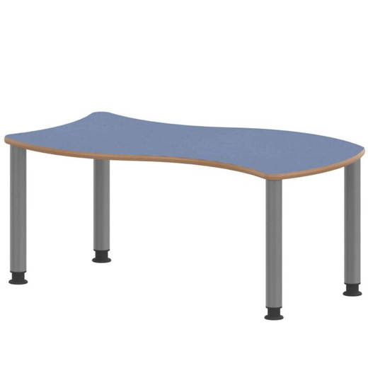 TIX6WR1260L4 Wellen-Rechtecktisch ZALOTTI mit Linoleum, Stahlrohrbeine Ø 60 mm, höhenverstellbar - TIX6WR1260L4