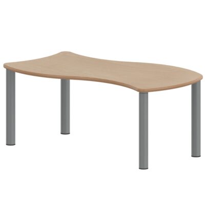 Wellen-Rechtecktisch ZALOTTI mit Schichtstoff, Stahlrohrbeine Ø 60 mm, Stellfuß