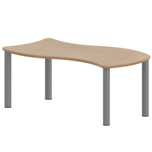 TIX6WR126KH3 Wellen-Rechtecktisch ZALOTTI mit Schichtstoff, Stahlrohrbeine Ø 60 mm, Stellfuß - TIX6WR126KH3