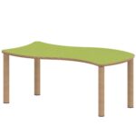 Wellen-Rechtecktisch ZALOTTI mit Linoleum, Massivholzbeine Ø 60 mm, Stellfuß - TIX6WR126KL1 1