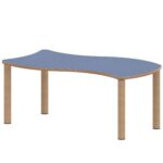 Wellen-Rechtecktisch ZALOTTI mit Linoleum, Massivholzbeine Ø 60 mm, Stellfuß - TIX6WR126KL1 2
