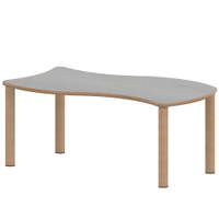 Wellen-Rechtecktisch ZALOTTI mit Linoleum, Massivholzbeine Ø 60 mm, Stellfuß – Bild 3