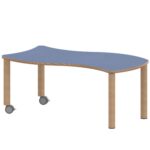 Wellen-Rechtecktisch ZALOTTI mit Linoleum, Massivholzbeine Ø 60 mm, fahrbar - TIX6WR126KL2 2