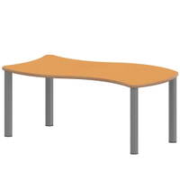 Wellen-Rechtecktisch ZALOTTI mit Linoleum, Stahlrohrbeine Ø 60 mm, Stellfuß – Bild 4