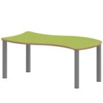 Wellen-Rechtecktisch ZALOTTI mit Linoleum, Stahlrohrbeine Ø 60 mm, Stellfuß - TIX6WR126KL3 2