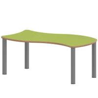 Wellen-Rechtecktisch ZALOTTI mit Linoleum, Stahlrohrbeine Ø 60 mm, Stellfuß – Bild 3