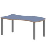 Wellen-Rechtecktisch ZALOTTI mit Linoleum, Stahlrohrbeine Ø 60 mm, Stellfuß - TIX6WR126KL3 3