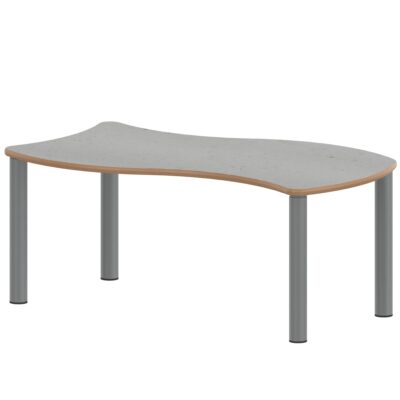 Wellen-Rechtecktisch ZALOTTI mit Linoleum, Stahlrohrbeine Ø 60 mm, Stellfuß