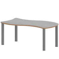 Wellen-Rechtecktisch ZALOTTI mit Linoleum, Stahlrohrbeine Ø 60 mm, Stellfuß