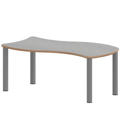 Wellen-Rechtecktisch ZALOTTI mit Linoleum, Stahlrohrbeine Ø 60 mm, Stellfuß