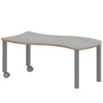 Wellen-Rechtecktisch ZALOTTI mit Linoleum, Stahlrohrbeine Ø 60 mm, fahrbar - TIX6WR126KL5 2