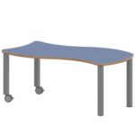 Wellen-Rechtecktisch ZALOTTI mit Linoleum, Stahlrohrbeine Ø 60 mm, fahrbar - TIX6WR126KL5 3