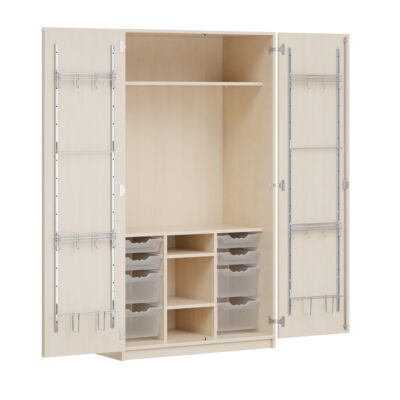 Zweitüriger Musikschrank MOFF 5, mit 8 ErgoTray-Boxen, 1 Einlegeboden