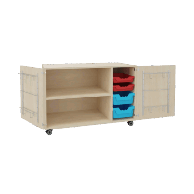 Zweitüriger Musikschrank mit Ergo Tray Boxen