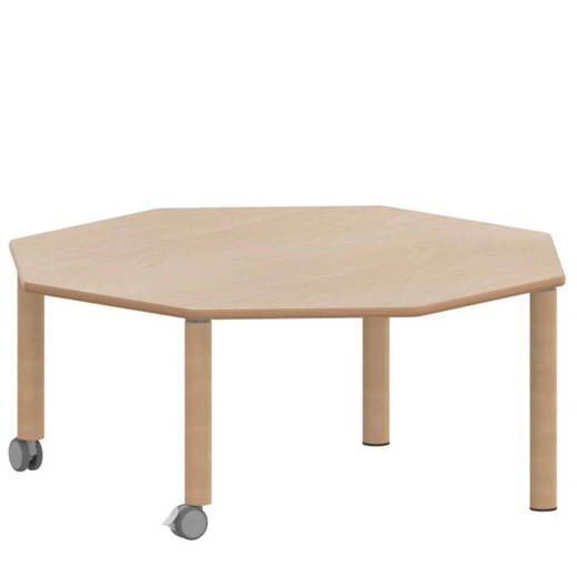 achtecktisch-fahrbar Achtecktisch ZALOTTI mit Schichtstoff, Massivholzbeine Ø 60 mm, fahrbar - achtecktisch fahrbar