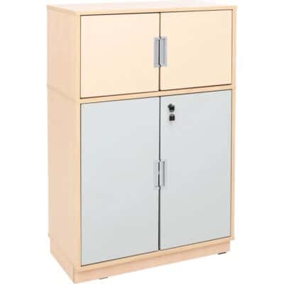 Schrank mit Schloss, Breite: 79 cm, Höhe: 126 cm - grau/beige (Quadro 104-180°)