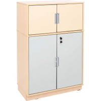 Schrank mit Schloss, Breite: 79 cm, Höhe: 126 cm - grau/beige (Quadro 104-180°)