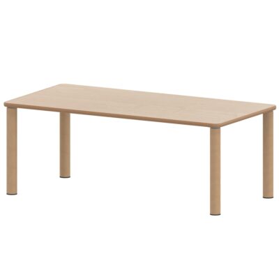 Rechtecktisch ZALOTTI mit Schichtstoff, Massivholzbeine Ø 60 mm, Stellfuß