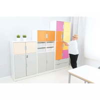 Schrank mit Schloss, Breite: 79 cm, Höhe: 126 cm - grau/beige (Quadro 104-180°) – Bild 5