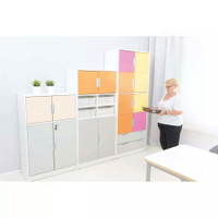 Schrank mit Schloss, Breite: 79 cm, Höhe: 126 cm - grau/beige (Quadro 104-180°) – Bild 3