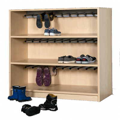 Stiefelregal aus feuerhemmendem Material