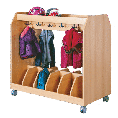 Garderoben- und Taschenwagen aus feuerhemmendem Material mit Trennungen