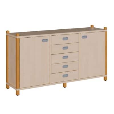 Stollenraumteilerschrank, 5 Schübe und 2 Türen