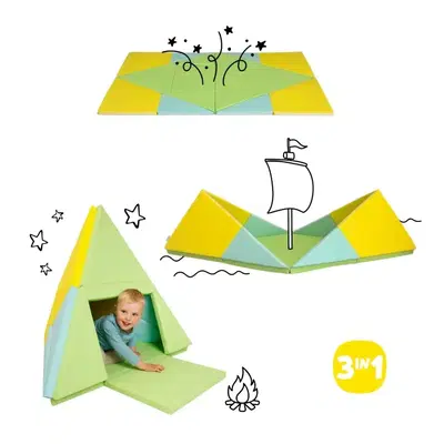 3-in-1 Spielmatte, faltbar zu Tipi-Zelt & Boot