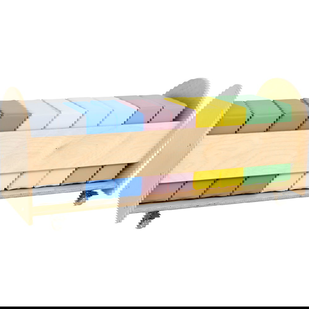 Wagen mit 10 quadratischen Sitzkissen, pastell