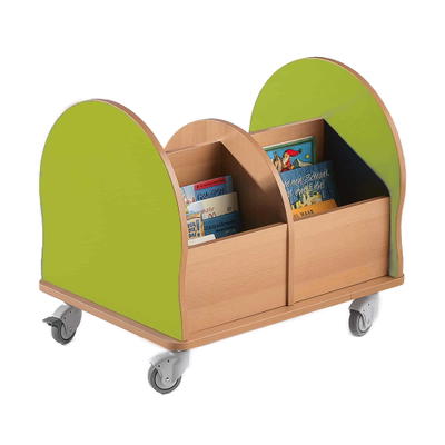 Bücherwagen Leseratte Mini – mit 4 Fächern und gerundeten Seitenwangen