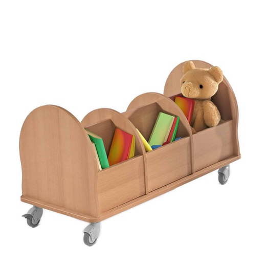 BW3-00-1 Bücherwagen Leseratte Mini – mit 6 Fächern und gerundeten Seitenwangen - BW3 00 1