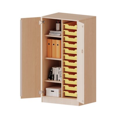ErgoTray Schrank, zweireihig, 3,5 Ordnerhöhen - mit 12 flachen ErgoTray Boxen - evo180 Serie