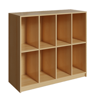 Schultaschenregal aus feuerhemmendem Material mit 2 Fächern übereinander