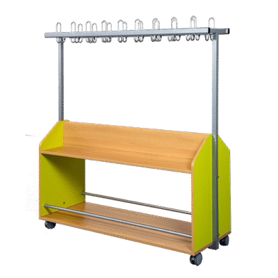 Garderobenwagen doppelseitig mit Ablagen in 2 Etagen