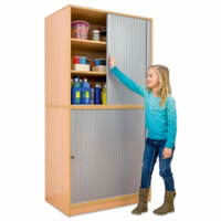 Flexeo® Rollladen-Aufsatzschrank, 3 Fächer, Breite 94,4 cm – Bild 2
