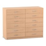 Flexeo® Schrank, 12 kleine Schubladen, Breite 126,4 cm - 818001 P02