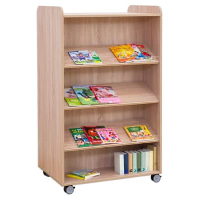 Flexeo® Bücherwagen, beidseitig je 3 Schrägablagen