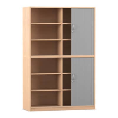Flexeo® Rollladenschrank, 12 Fächer, Mittelwand, 2 Türen, Breite 126,4 cm