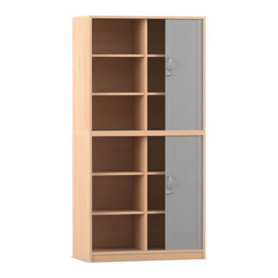 Flexeo® Rollladenschrank, 12 Fächer, Mittelwand, 2 Türen, Breite 94,4 cm