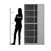 Flexeo® Rollladenschrank, 12 Fächer, Mittelwand, 2 Türen, Breite 94,4 cm – Bild 32