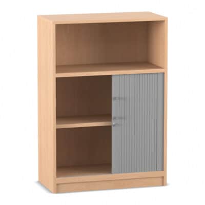 Flexeo® Rollladenschrank, 2 Fächer unten, 1 Fach oben = 3 Ordnerhöhen