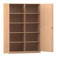 Flexeo® Schrank, 10 Fächer, Mittelwand, 2 Türen, Breite 126,4 cm | Flexeo-Systemmöbel