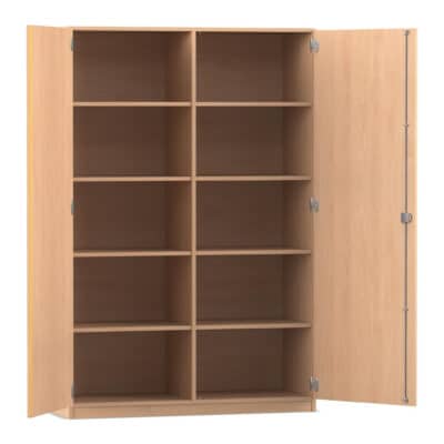 Flexeo® Schrank, 10 Fächer, Mittelwand, 2 Türen, Breite 126,4 cm