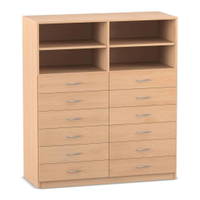 Flexeo® Schrank, 12 kleine Schubladen, 4 Fächer, Mittelwand, Breite 126,4 cm – Bild 6