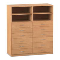 Flexeo® Schrank, 12 kleine Schubladen, 4 Fächer, Mittelwand, Breite 126,4 cm – Bild 8