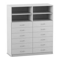 Flexeo® Schrank, 12 kleine Schubladen, 4 Fächer, Mittelwand, Breite 126,4 cm – Bild 16